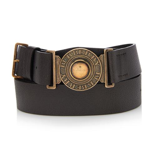 Burberry Grained Leather Round Buckle Belt - Size 36 / 90