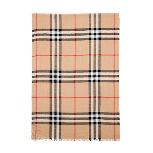 Burberry Wool Silk Lightweight Giant Check Scarf