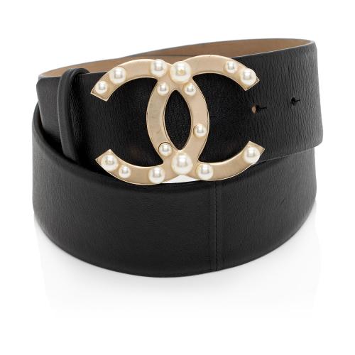 Chanel Lambskin CC Pearl Belt - Size 34 / 85