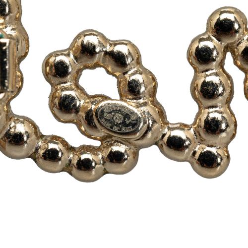 Chanel Rhinestone & Pearl Swirling Logo Barette