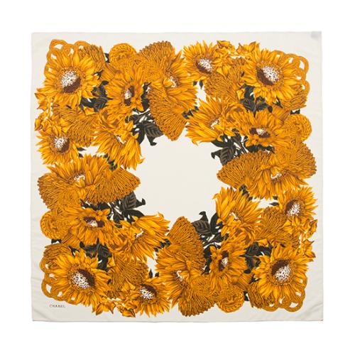 Chanel Vintage Silk Sunflower Scarf
