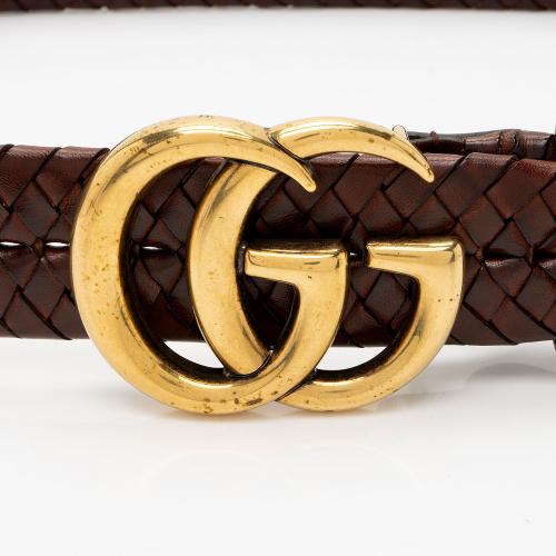 Gucci Braided Leather GG Marmont Belt - Size 38 / 97