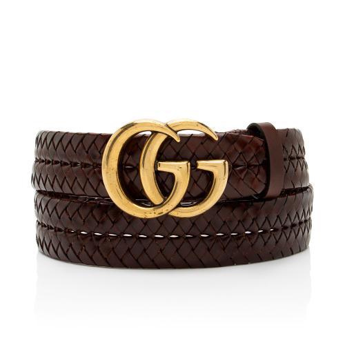 Gucci Braided Leather GG Marmont Belt - Size 38 / 95