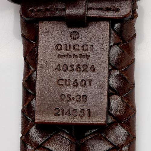Gucci Braided Leather GG Marmont Belt - Size 38 / 97