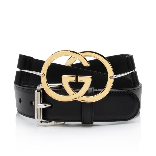 Gucci Black Leather Interlocking G Belt 85CM Gucci