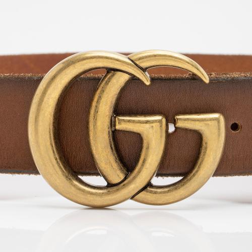 Gucci Dark Brown Leather GG Marmont Buckle Belt 90 CM Gucci