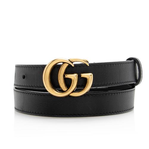 Gucci Leather GG Marmont Slim Belt - Size 26 / 65