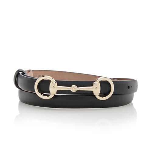 Gucci Leather Horsebit Skinny Belt - Size 32 / 80