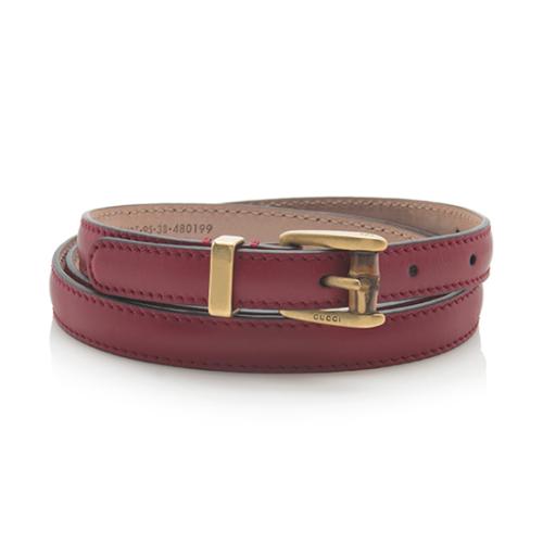Gucci Leather Skinny Bamboo Buckle Belt - Size 38 / 95