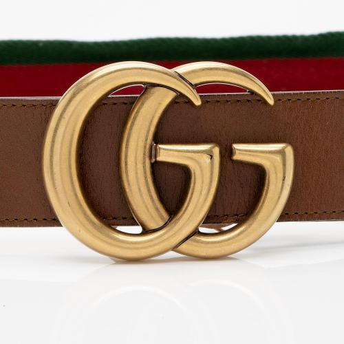 Gucci Leather Web GG Marmont Belt - Size 32 / 80