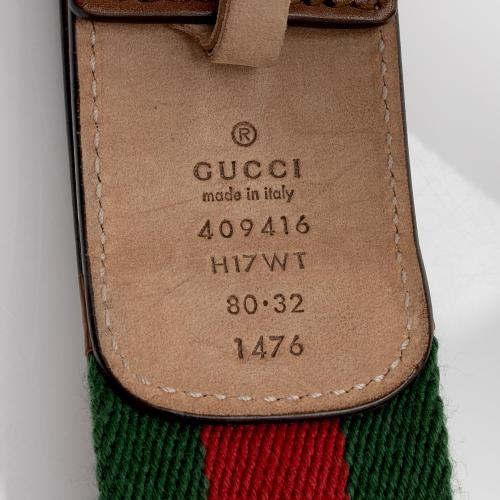 Gucci Leather Web GG Marmont Belt - Size 32 / 80