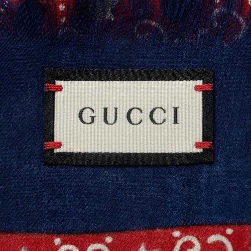 Gucci Modal Silk GG Heart Stars Dimmher 140cm Shawl