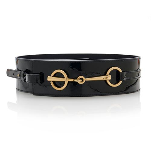 Gucci Patent Leather Horsebit Belt - Size 28 / 71
