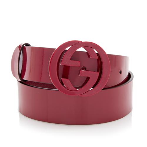Gucci Patent Leather Mat Plexiglass Interlocking GG Belt - Size 36 / 92