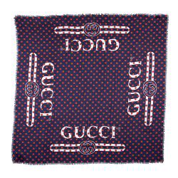 Gucci Silk Modal Vintage Logo Polka Dot 140cm Shawl 
