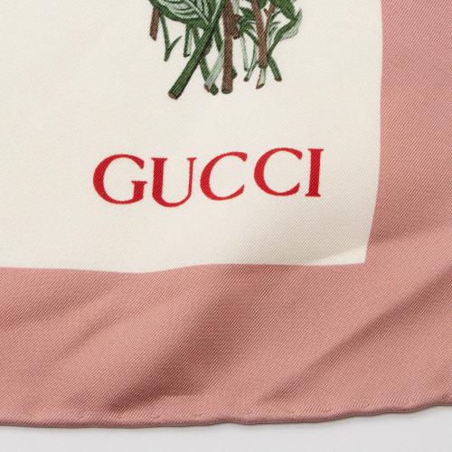 Gucci Silk Twill Interlocking G Flora 90cm Scarf