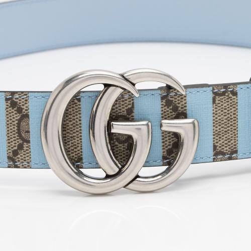 Gucci Striped GG Supreme GG Marmont Narrow Belt - Size 30 / 75
