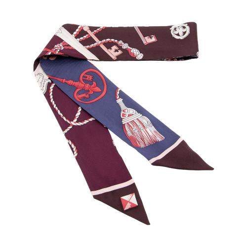 Hermes Silk Les Cles Twilly Scarf