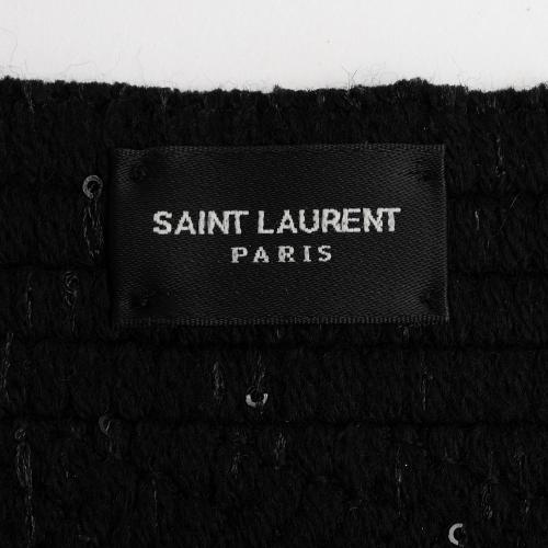 Saint Laurent Wool Silk Sequin Logo Scarf