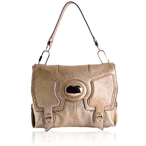 Alexander McQueen Crinkled Leather Satchel Handbag