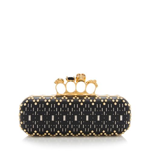 Alexander McQueen Leather Studded Knuckle Box Clutch
