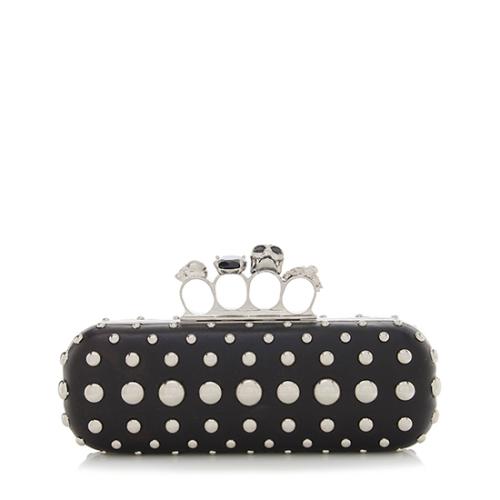 Alexander McQueen Leather Domed Stud Knuckle Box Clutch