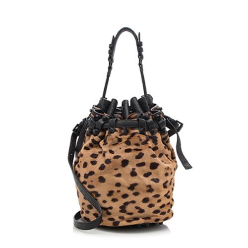 Alexander Wang Leopard Print Calf Hair Diego Bucket Bag