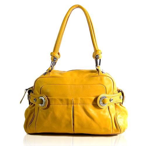 B. Makowsky Leather Top Zip Satchel Handbag