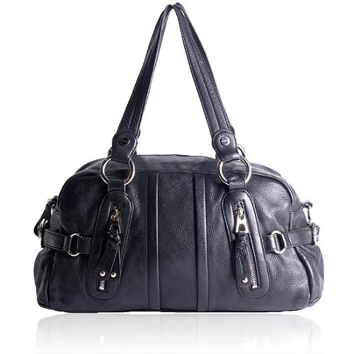 B. Makowsky Leather Zip Satchel Handbag