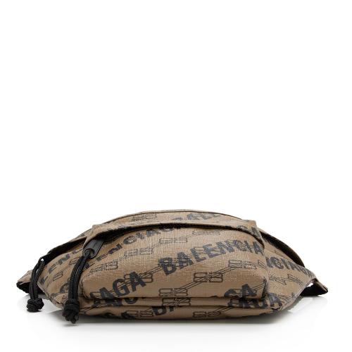 Balenciaga BB Monogram Canvas Allover Logo Signature Medium Belt Bag