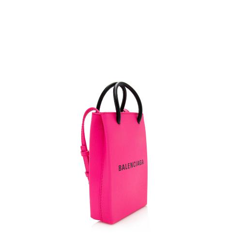 Balenciaga Textured Calfskin Phone Holder Crossbody Bag