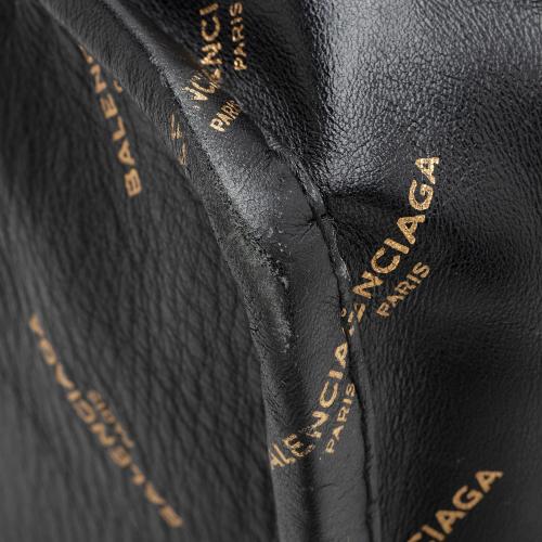 Balenciaga Leather Logo Bazar Large Tote