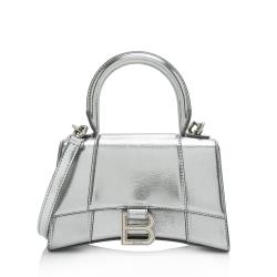 Balenciaga Hourglass Xs Top Handle Bag In Metallic Calfskin