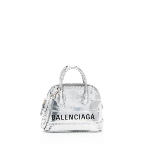 Balenciaga Metallic Croc Embossed Ville Mini Top Handle Bag