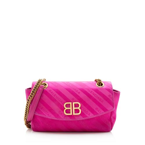 Balenciaga Satin Jacquard BB S Round Shoulder Bag