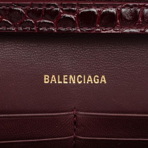 Balenciaga Shiny Croc Embossed Calfskin Hourglass Chain Bag