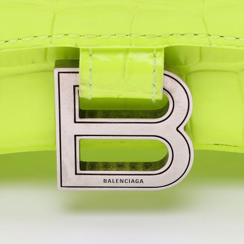 Balenciaga Shiny Croc Embossed Calfskin Hourglass XS Top Handle