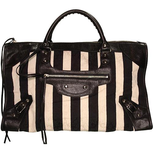 Balenciaga Striped City Handbag