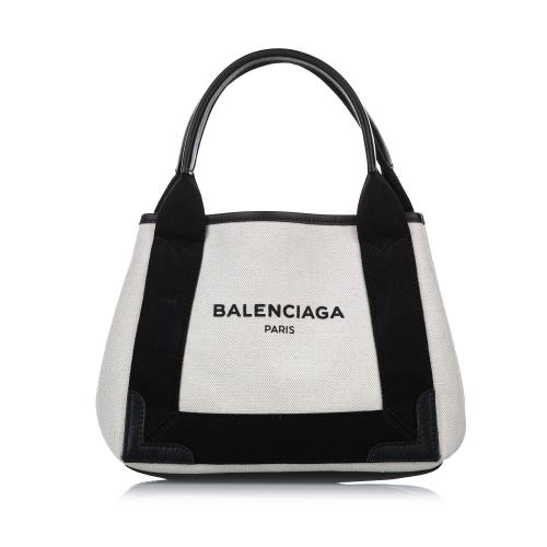 Balenciaga XS Navy Cabas Canvas Tote Bag