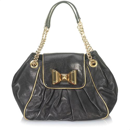 Betsey Johnson 'Bow Lock' Flap Shoulder Hobo Handbag