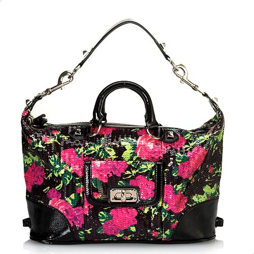 Betsey Johnson Glitzy Floral Satchel Handbag