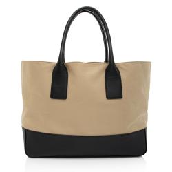 Bottega Veneta Canvas Calfskin Two Tone Tote