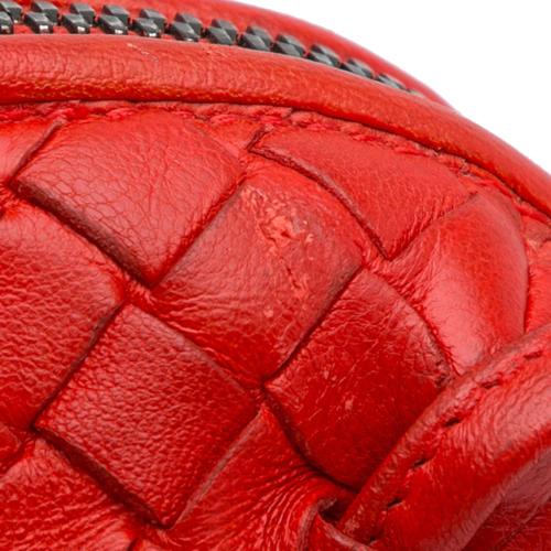 Bottega Veneta Nodini Shoulder Bag in Red Intrecciato Leather