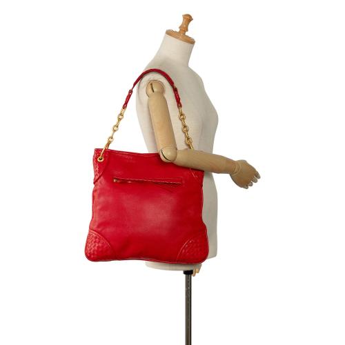 Bottega Veneta Intrecciato Trimmed Leather Shoulder Bag