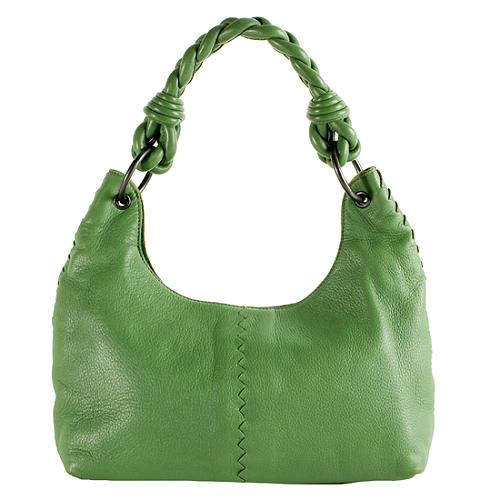 Bottega Veneta Leather Interacciato Shoulder Handbag