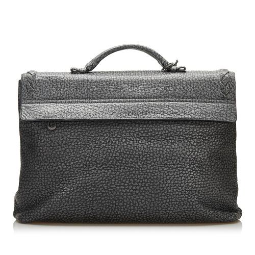 Bottega Veneta Leather Intrecciato Trimmed Business Bag