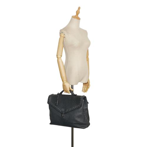 Bottega Veneta Leather Intrecciato Trimmed Business Bag