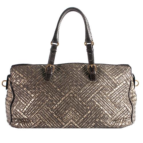 Bottega Veneta Limited Edition Reptile & Leather Intrecciato Satchel Handbag