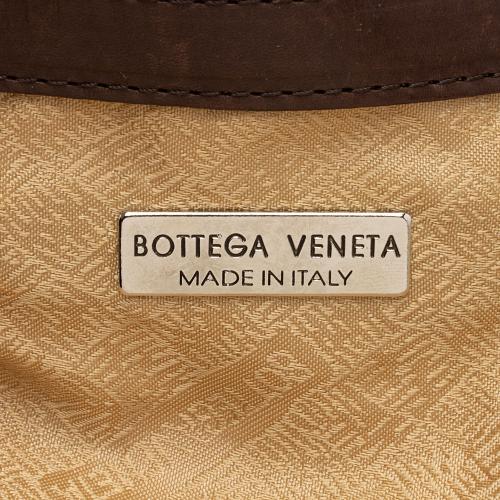 Bottega Veneta Vintage Woven Raffia Leather Zip Tote
