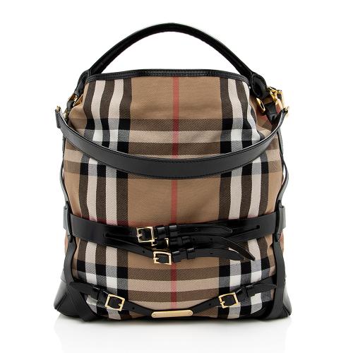 Burberry house sale check hobo large